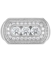 Grown With Love Men's Lab Diamond Three Stone Halo Ring (2 ct. t.w.) 10k White Gold