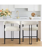 Set of 3 Modern Velvet Counter Stools,Armrest Bar Stools for Kitchen with Legs Design-Maison Boucle