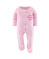 The Peanutshell Floral Love Footed Baby Sleepers for Girls, 3 Pack