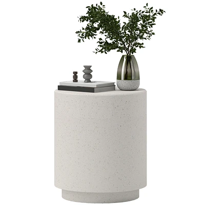 Homcom Accent Table with Concrete Finish, Round Side Table, Light