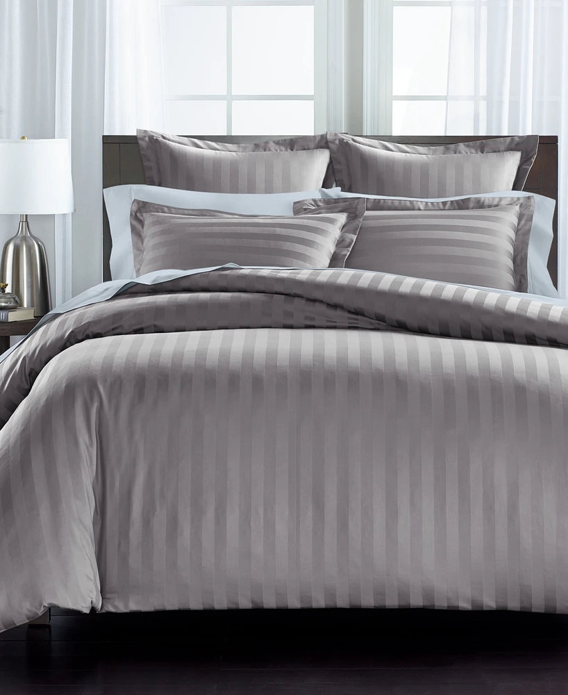 Charter Club 1.5" Stripe 550 Thread Count 100% Cotton 3-Pc. Duvet Cover Set, Full/Queen, Exclusively at Macy's
