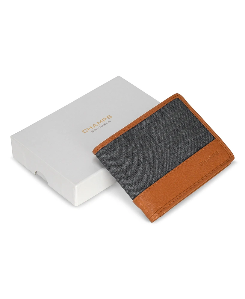 Champs Men's Denim Collection Leather Bi-Fold Wallet