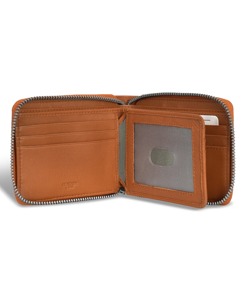 Champs Men's Denim Collection Leather Zip Around Wallet