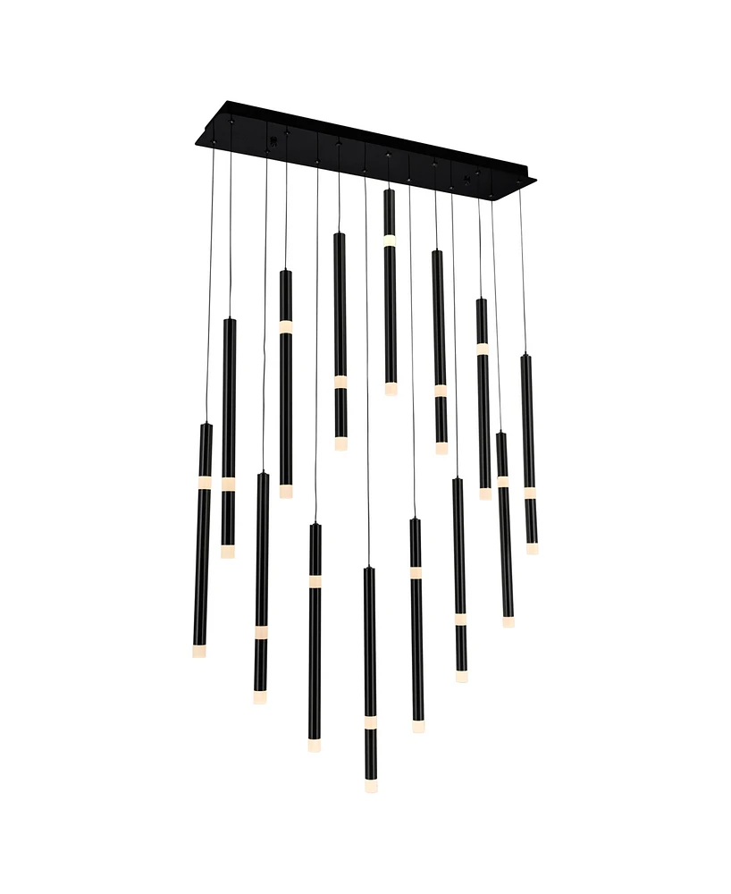 Cwi Lighting 46" Metal Flute 14 Light Led Chandelier