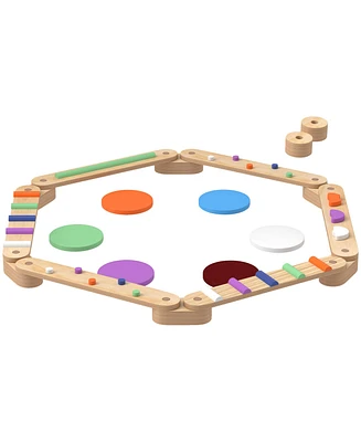 Qaba Kids Balance Beam, Wooden Balance Board with Stepping Stone