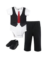 Little Treasure Baby Boys Cotton Bodysuit, Pant and Shoe 3pc