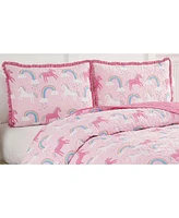 Alex + Bella Unicorn Parade Pink 2-Piece All-Season Reversible Soft Microfiber Quilt Set - Twin