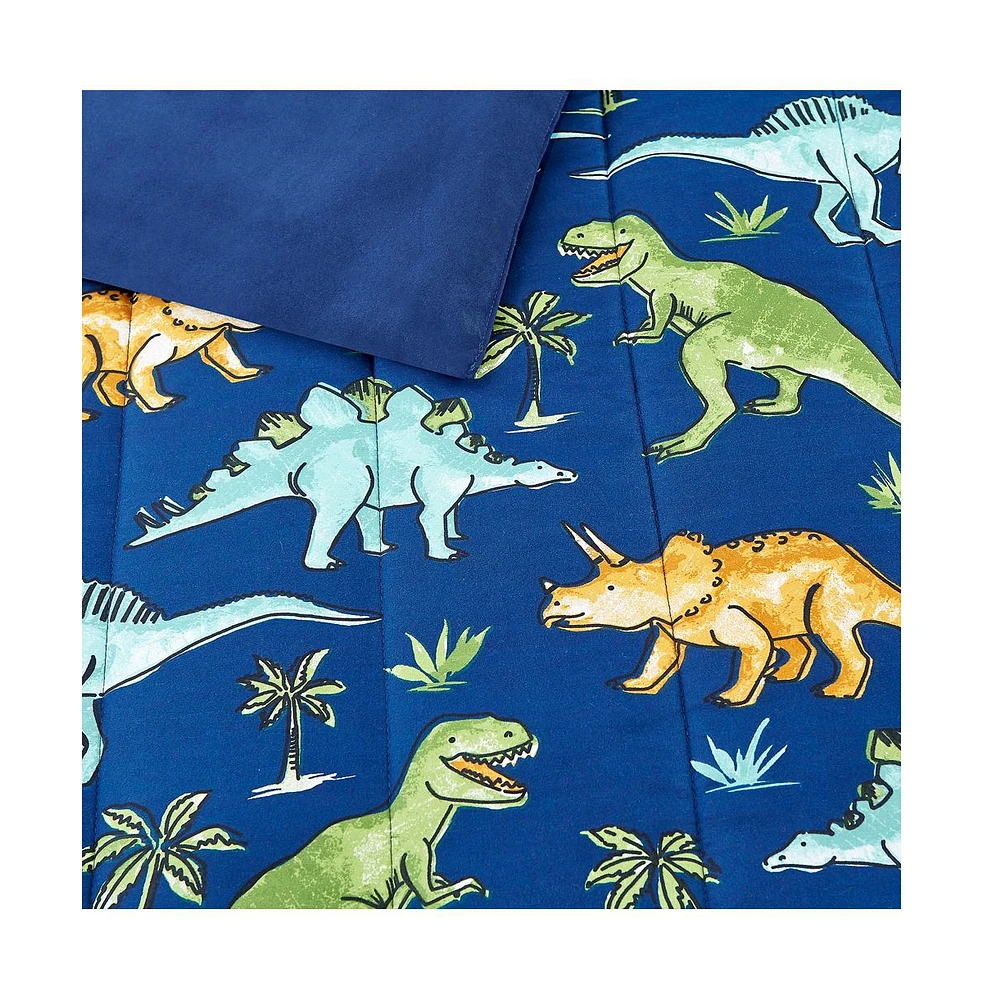 Alex + Bella Watercolor Dinosaur Navy -Piece Microfiber Comforter Set
