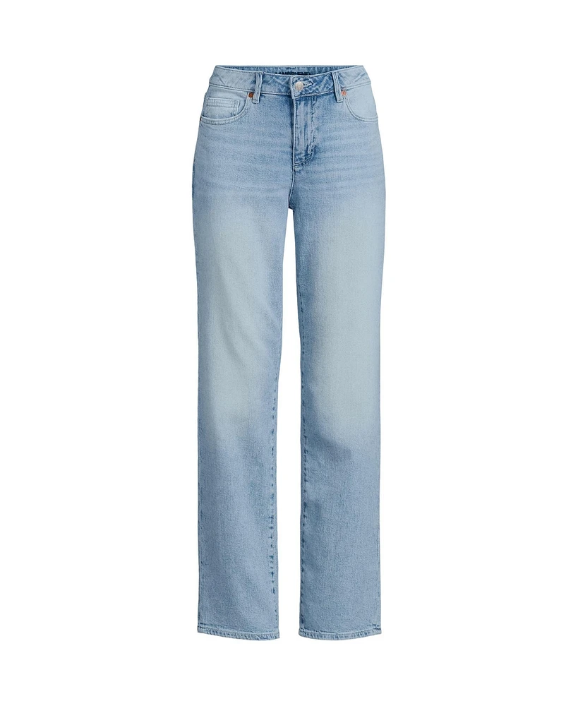 Lands' End Women's Denim Mid Rise Boyfriend Jeans