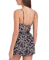 Sanctuary Womens Beach Conversations Cotton Flyaway Tie Back Top Wrap Skort Cover Up