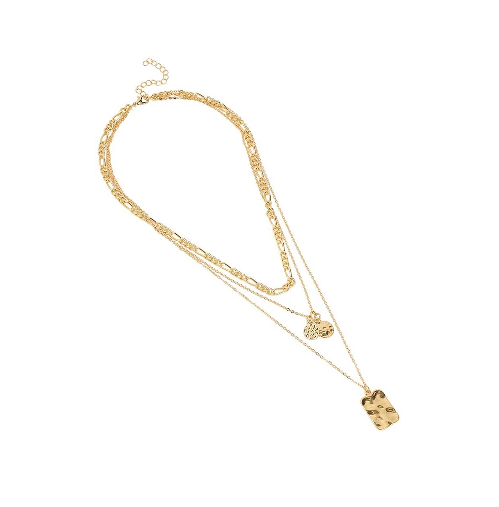 Sohi Women's The Dented Charm Multi-Layer Necklace