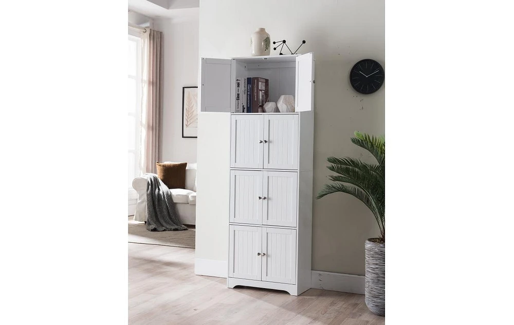 Kings Brand Furniture - Lyons 4-Tier 68" Kitchen Pantry Storage Cabinet with 8 Doors