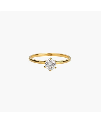 Sterling Silver 18k Gold Plated Izzie Small Cubic Zirconia Band Ring Size 7 – Minimalist Summer Ring, Lightweight, Everyday Style