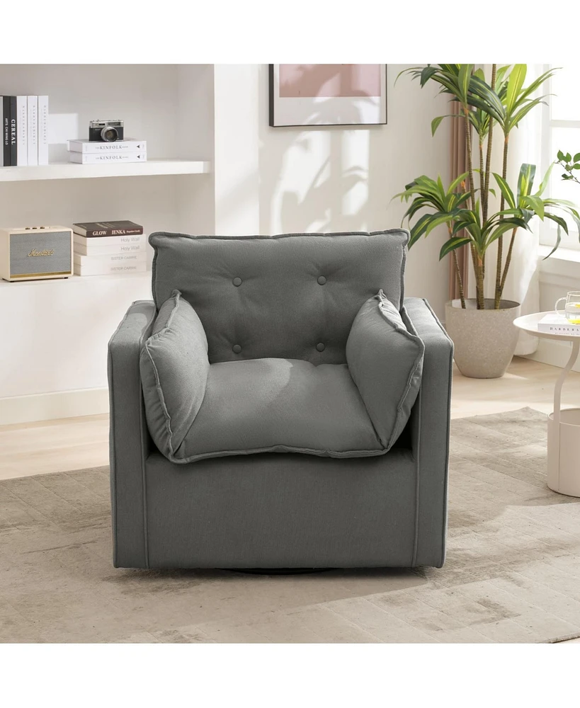 gaomon Swivel Accent Chair, Mid-Century Modern Armchair for Living Room, Comfy Single Sofa Chair with Solid Metal Base, No Assembly Required