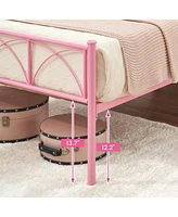 gaomon Metal Bed Frame Twin Pink, Sturdy Modern Stylish Iron Twin Bed Frame with Headboard and Footboard