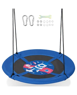 Hongge 40 Inches Saucer Tree Swing with Adjustable Hanging Ropes and 900D Oxford Fabric