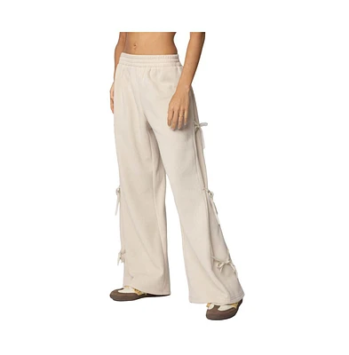 Edikted Womens Claudette Baggy Ribbon Sweatpants