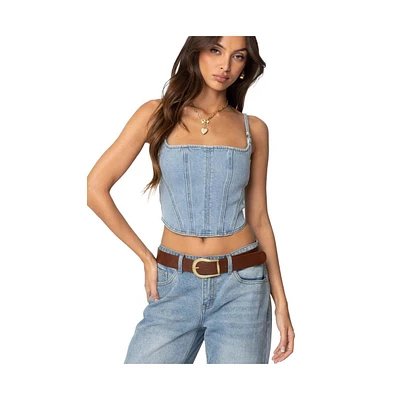 Edikted Womens Tennessee Denim Corset