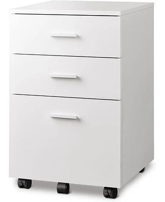3 Drawer Wood Mobile File Cabinet, Rolling Filing Cabinet for Letter/A4 Size
