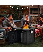 Givimo 32 Inch Propane Fire Pit Table Square Tabletop with Lava Rocks Cover 50000 Btu