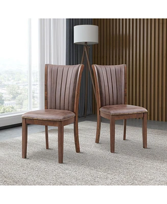 Wooden Dining Chairs Set of 2, Modern Fabric Upholstered Kitchen Side Chairs,Mid Century Modern Kitchen Chairs with Open Back Farmhouse Wooden Side Ch