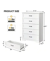 Modern 5 Drawers Dresser, Chest Of Drawers Closet Organizers And Storage Clothes, Modern Dressers For Closet Living Room, Kids Bedroom (5 Drawers Dres