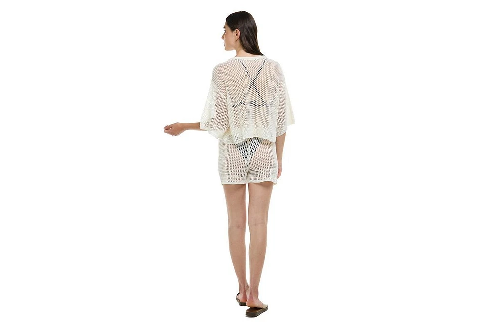 Eidon Women's Bella Loose Sleeve Crop Top Coverup