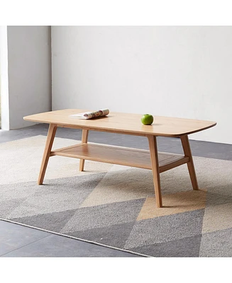 Center table Low Table 100% solid wood Top plate Desk Coffee table Width 120 x Depth 56 x Height 44 cm Study desk Work from home Easy to assemble Natu