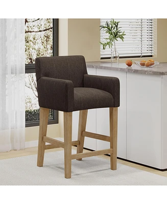 26-Inch Upholstered Counter Height Bar Stool with Wood Legs, Accent Chair for Kitchen or Living Room (1PK)-The Pop Home