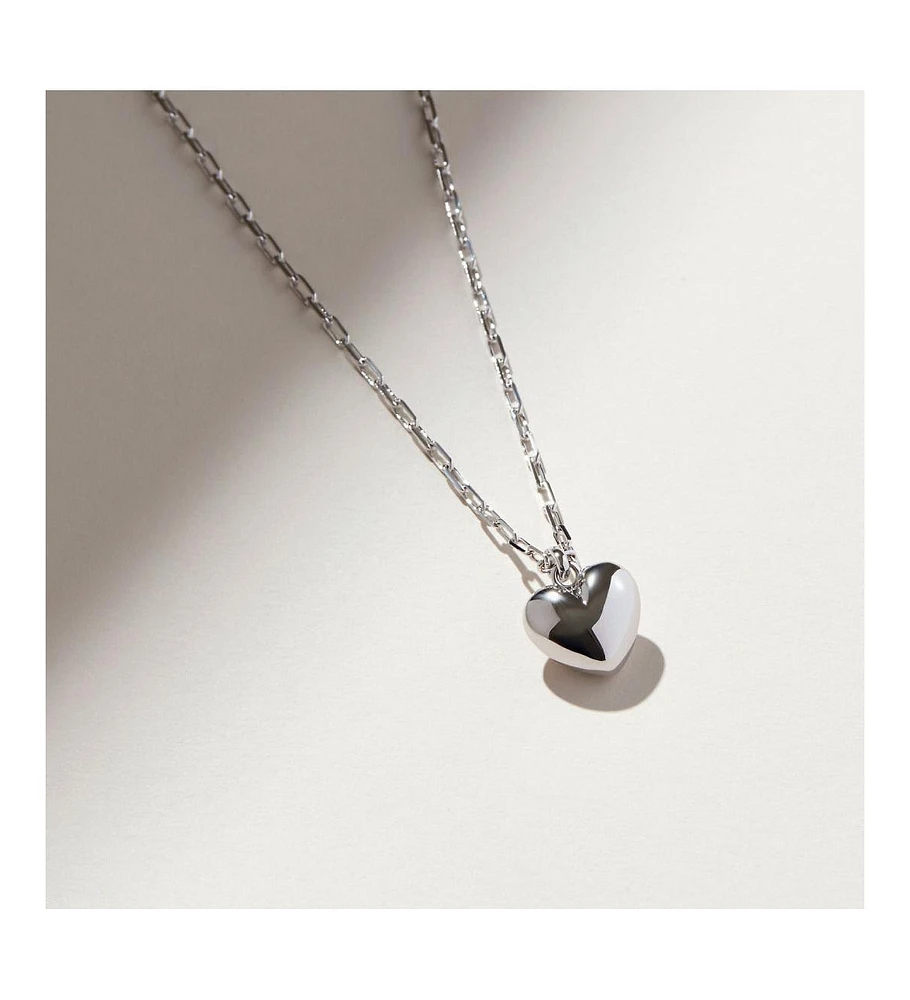 Ana Luisa - Puffed Heart Necklace - Lev Silver