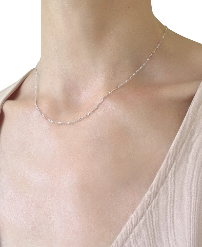 14k White Gold Necklace (1-1/6mm), Adjustable 16-20" Singapore Chain