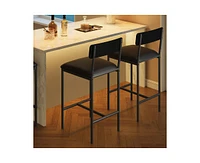 Bar Stools Set of 2, Kitchen with Footrest, 25.5 Inches Upholstered Chairs Back, 2 Counter Height Barstools for Bar