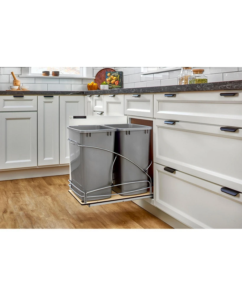 Rev-a-Shelf Double 35 qt. Pullout Trash Containers, Gray, 54WC-1835SC-17-1