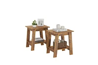 gaomon End Table, Small Side Table, Set of 2 Nightstand with 2-Tier Storage Shelf, Wood Bedside Table, Narrow Side Table Living Room