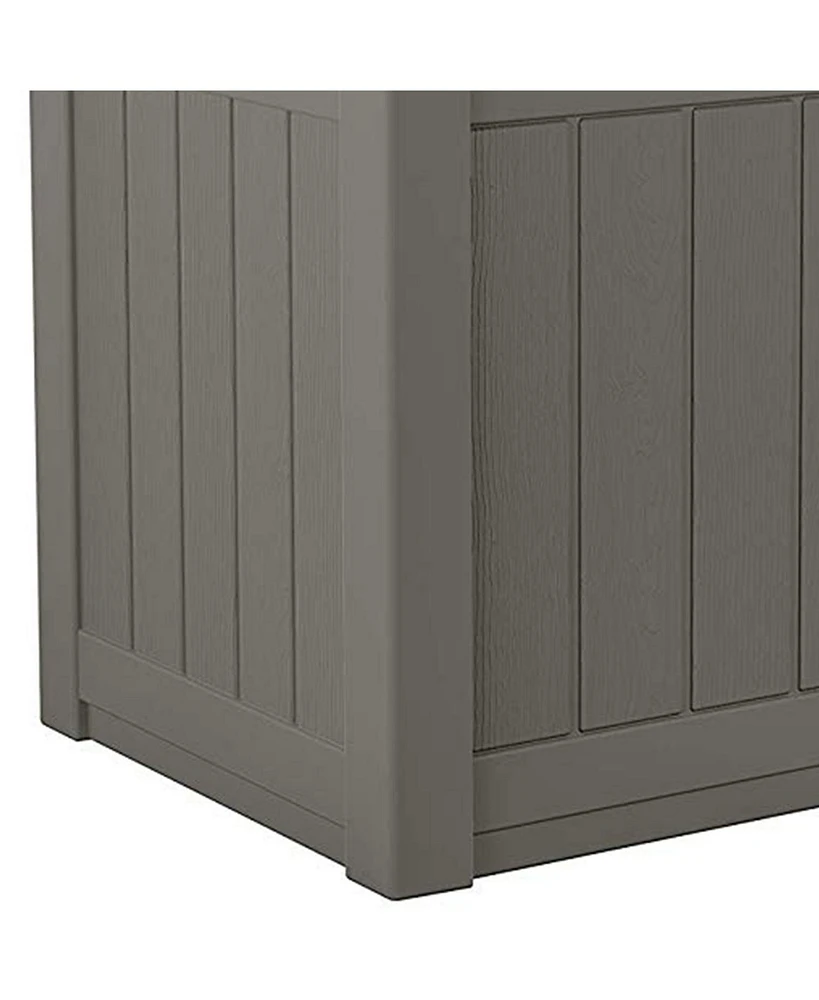 Suncast 22 Gallon Outdoor Patio Small Deck Chest Box with Storage Seat, Stone