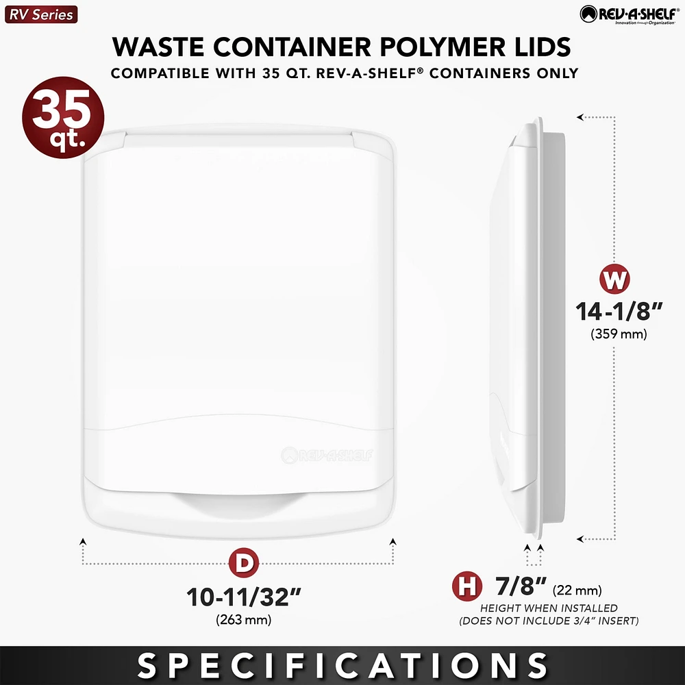 Rev-a-Shelf 35 qt. Trash Can Replacement Lid, Silver (Lid Only), Rv-35-lid-17-1