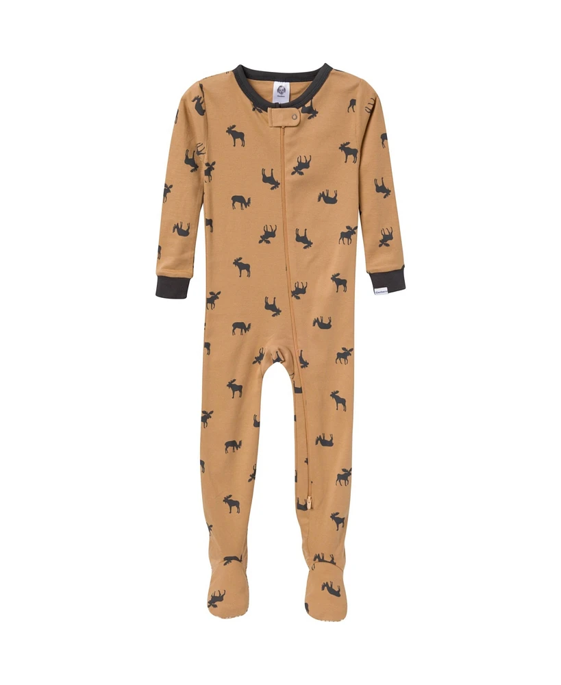 Gerber Toddler Boys Snug Fit Footed Pajamas, 2-Pack, Moose