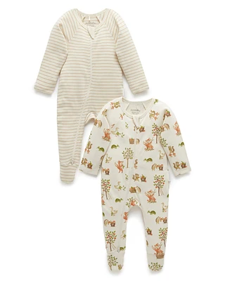 Purebaby Baby Boy and Girl 2 Pack Zip Coverall