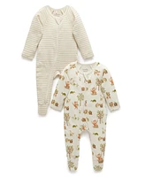 Purebaby Baby Boy and Girl 2 Pack Zip Coverall