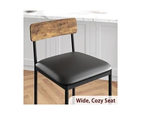 Bar Stools Set of 2, Kitchen Bar Stools with Footrest, 25.5 Inches Upholstered Bar Chairs with Back, 2 Counter Height Barstools for Counter Bar
