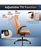 Ergonomic High Back Office Chair, Executive Swivel Desk Chair with Adjustable Flip-Up Armrests, Built-in Lumbar Support & Thickened Headrest, Workstat