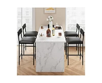 Bar Stools Set of 4, Kitchen with Footrest, 25.5 Inches Upholstered Chairs Back, 4 Counter Height Barstools for Bar, Islan