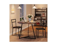 Round Dining Table Set for 2,Kitchen Chairs of 2, Small Room with 2 Upholstered Chairs, Dinette Place,Apartment,