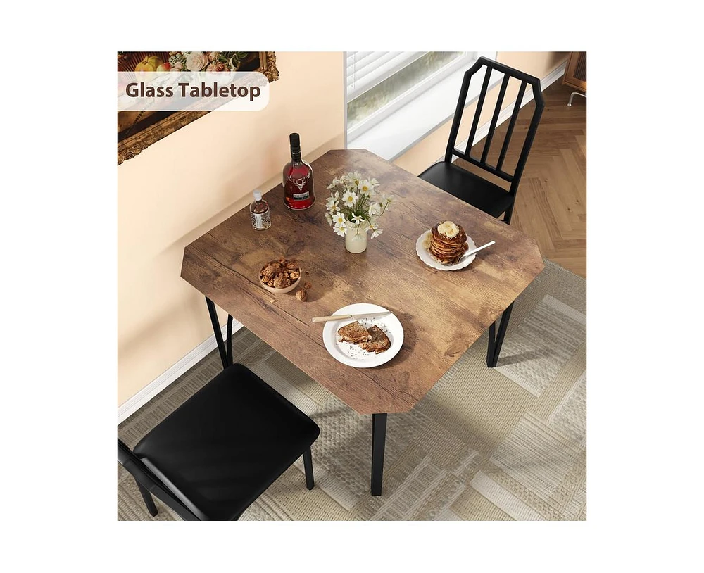 3 Pieces Dining Table Set for 2, Room Small Kitchen 2 with Upholstered Chairs, Dinner