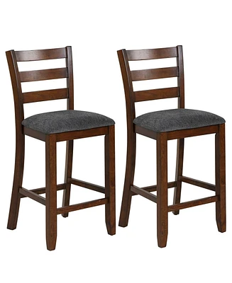 Gouun 2 Pieces Counter Height Chairs with Fabric Seat and Rubber Wood Legs