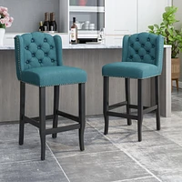 31" Tufted Wingback Bar Stools,Set of 2,for Kitchen Island or Bar-The Pop Home