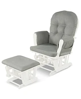 Gouun Wood Glider and Ottoman Set with Padded Armrests and Detachable Cushion