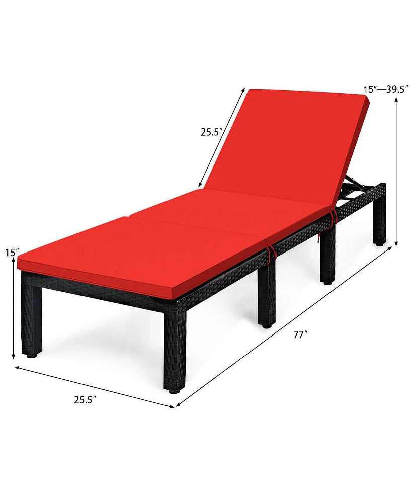 Gouun Patio Rattan Cushioned Height Adjustable Lounge ChairOff