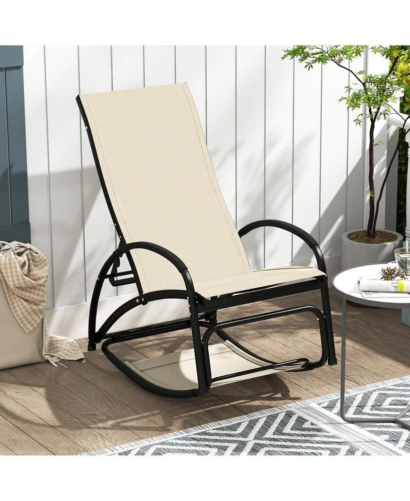 Gouun 2-in-1 Outdoor Rocking Chair with 4-Position Adjustable Backrest for Patio Porch Poolside
