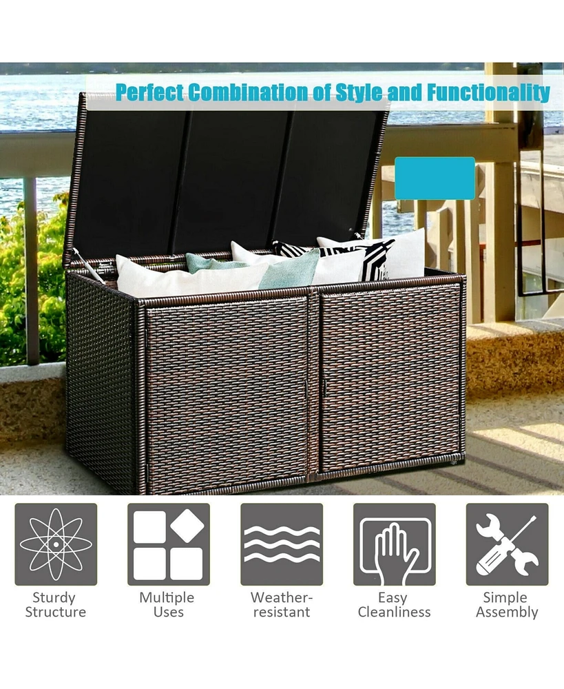 Gouun 88 Gallon Garden Patio Rattan Storage Container Box